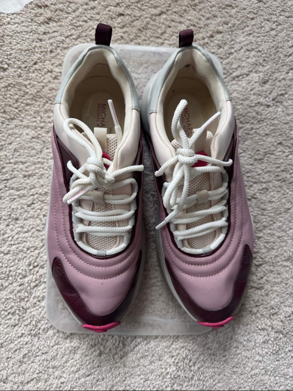 Michael Kors Pink, Cream & Brown Platform Sneakers - Picture 6 of 11